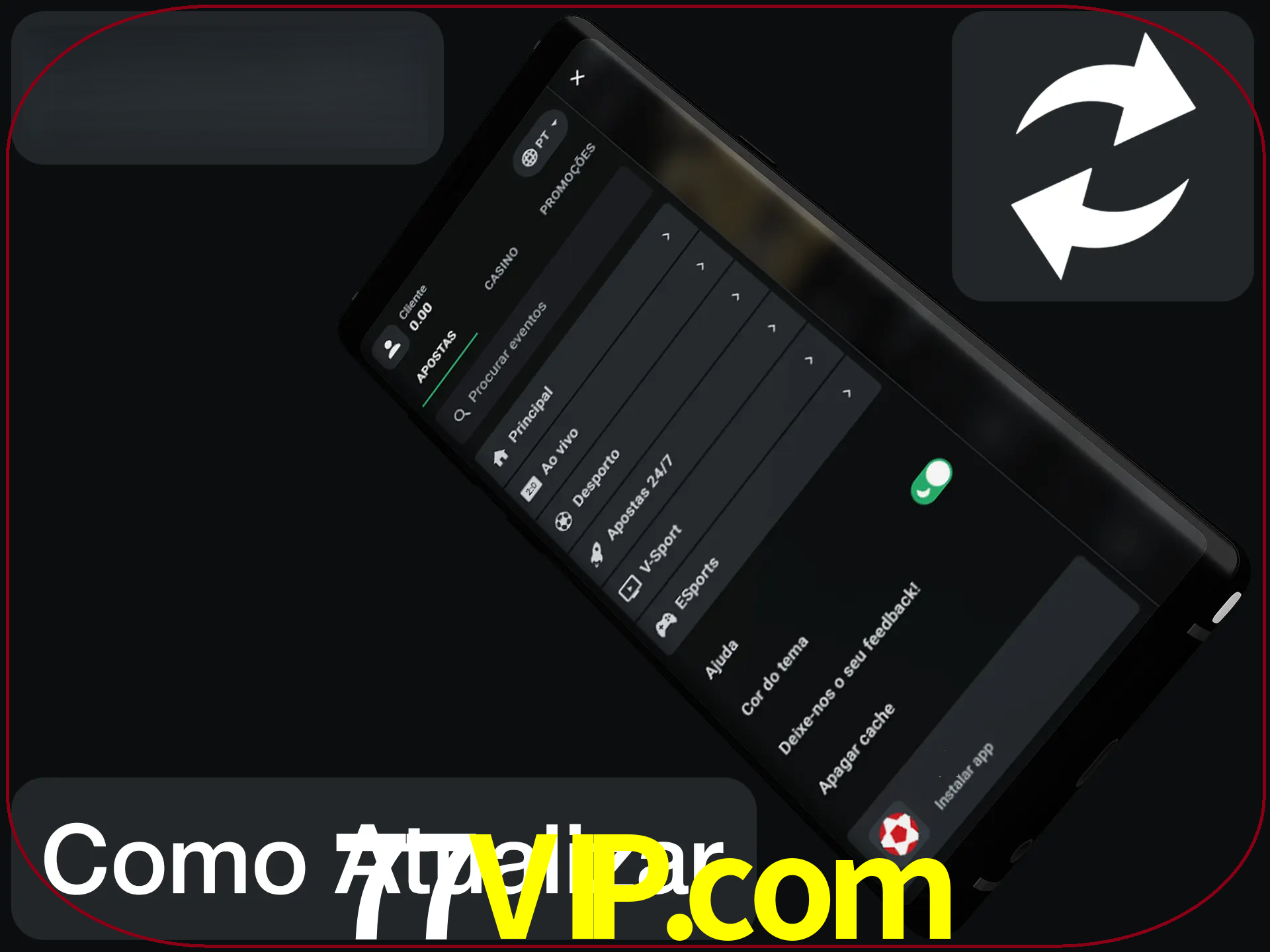 O aplicativo é atualizado automaticamente quando você faz o login.
