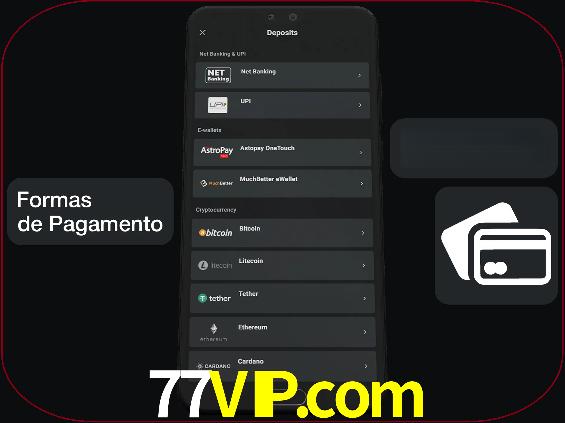 Escolha a forma de pagamento de sua preferência.