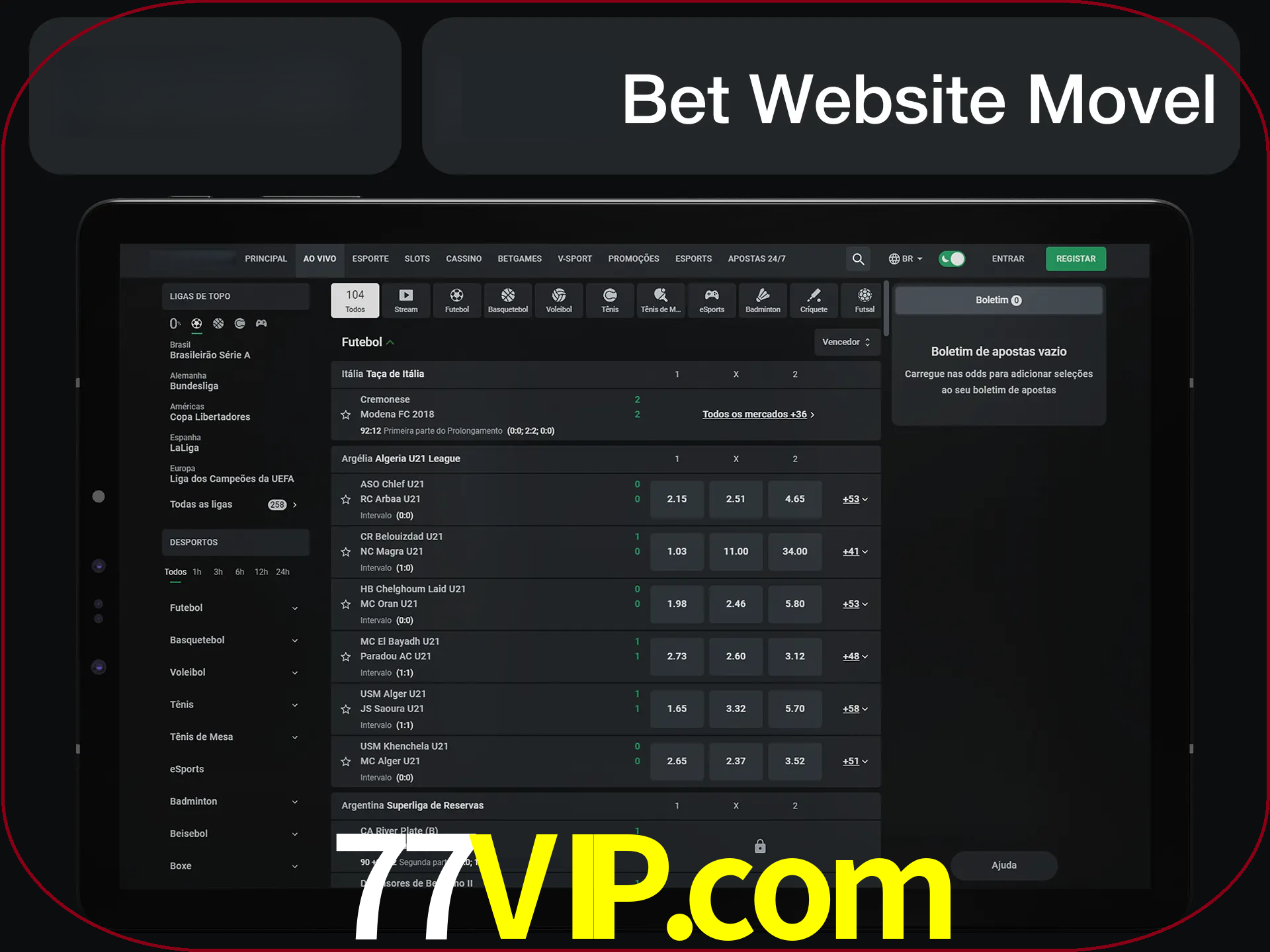 Use nosso website em qualquer dispositivo.